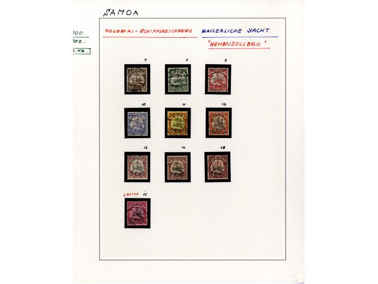 1888/1919, DNG, Karolinien, Kiautschou, Marianen, Marschall-Inseln und Samoa, schöne gestempelte Sammlung ab einigen Vorläufe