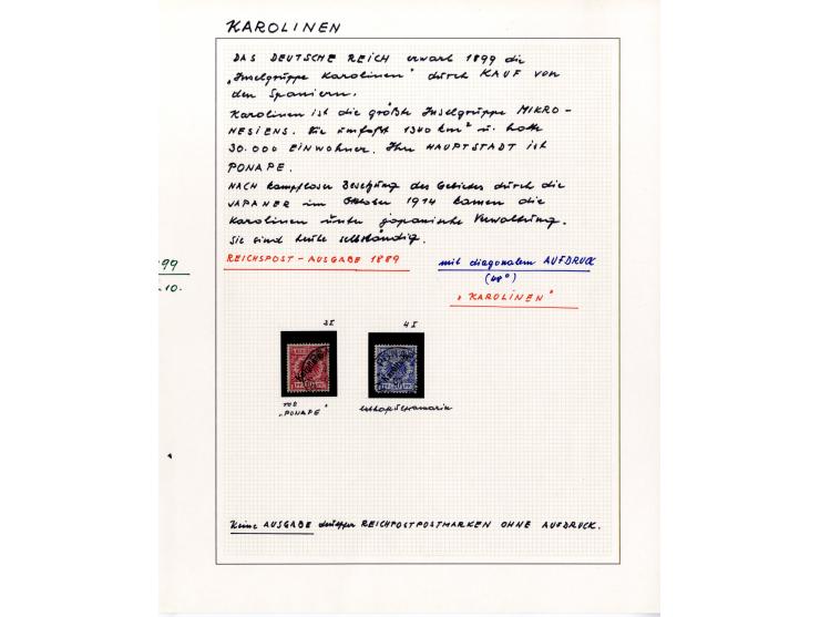 1888/1919, DNG, Karolinien, Kiautschou, Marianen, Marschall-Inseln und Samoa, schöne gestempelte Sammlung ab einigen Vorläufe