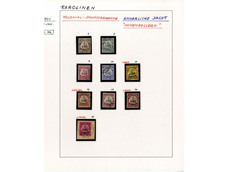 1888/1919, DNG, Karolinien, Kiautschou, Marianen, Marschall-Inseln und Samoa, schöne gestempelte Sammlung ab einigen Vorläufe