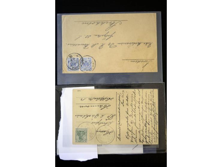 1890/1917, Partie mit ca. 45 Briefen, Karten und Ganzsachen inkl. KGF-Post Kiautschou und Schiffspost, dabei Vorläufer-Franka