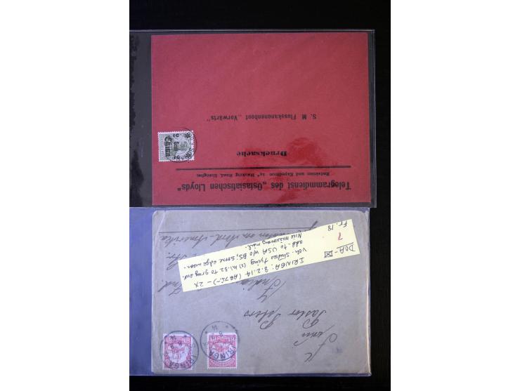 1890/1917, Partie mit ca. 45 Briefen, Karten und Ganzsachen inkl. KGF-Post Kiautschou und Schiffspost, dabei Vorläufer-Franka