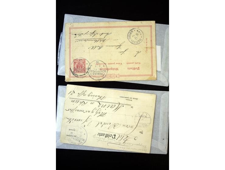 1890/1917, Partie mit ca. 45 Briefen, Karten und Ganzsachen inkl. KGF-Post Kiautschou und Schiffspost, dabei Vorläufer-Franka
