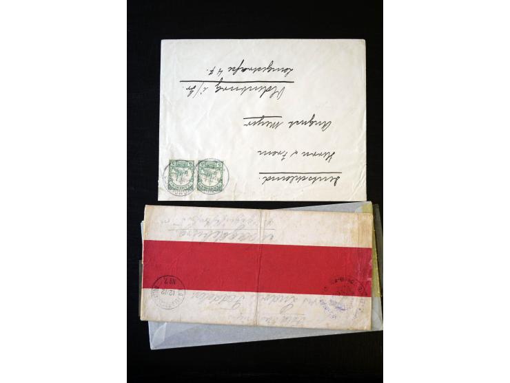 1890/1917, Partie mit ca. 45 Briefen, Karten und Ganzsachen inkl. KGF-Post Kiautschou und Schiffspost, dabei Vorläufer-Franka