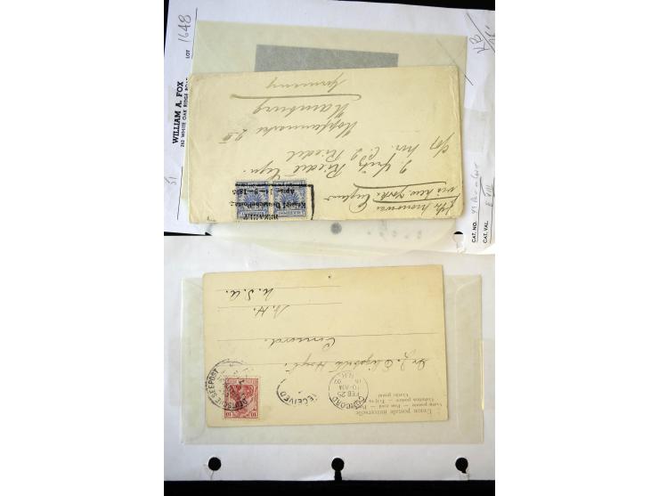 1890/1917, Partie mit ca. 45 Briefen, Karten und Ganzsachen inkl. KGF-Post Kiautschou und Schiffspost, dabei Vorläufer-Franka