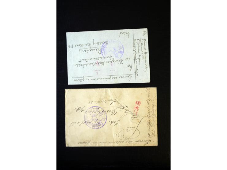 1890/1917, Partie mit ca. 45 Briefen, Karten und Ganzsachen inkl. KGF-Post Kiautschou und Schiffspost, dabei Vorläufer-Franka