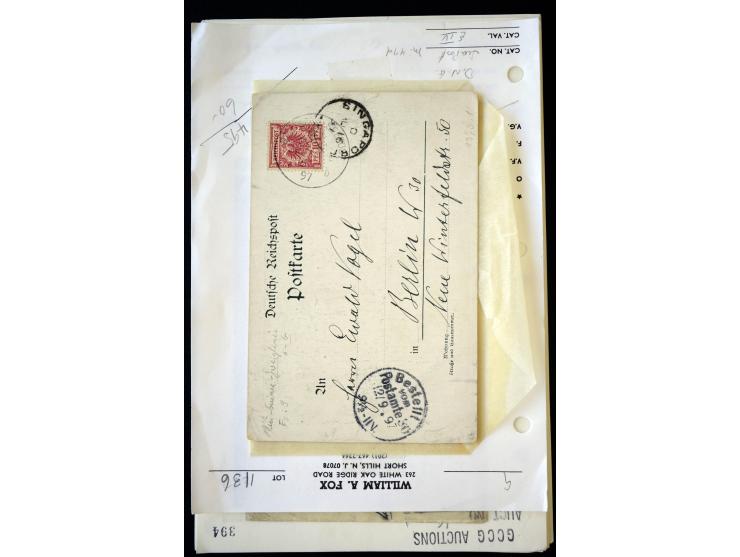 1890/1917, Partie mit ca. 45 Briefen, Karten und Ganzsachen inkl. KGF-Post Kiautschou und Schiffspost, dabei Vorläufer-Franka
