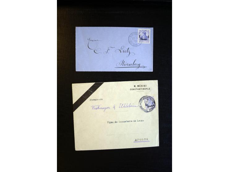 1894/1916, Partie mit 32 Briefen, Karten und Ganzsachen ab China Vorläufer-R-Brief bis Togo Ganzachen-Doppel-Karte P4, dabei 