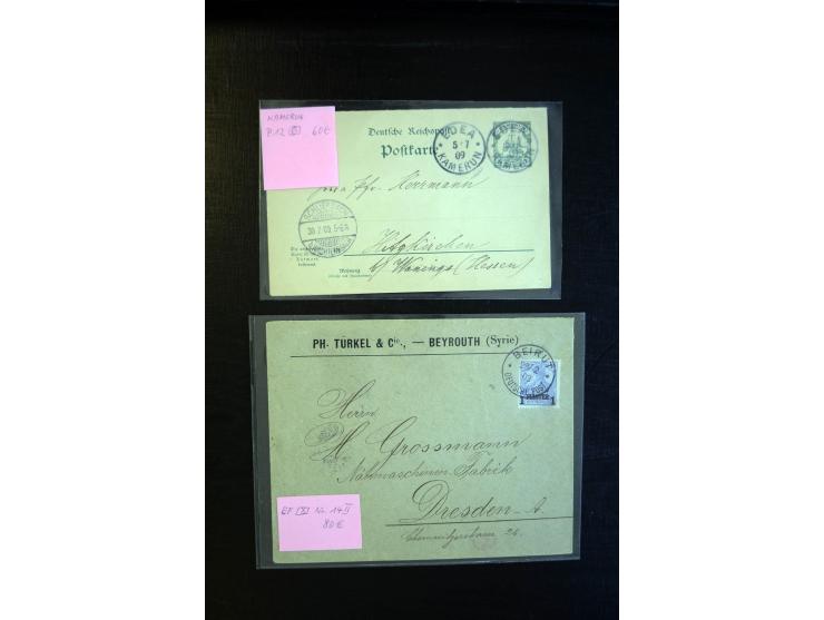 1894/1916, Partie mit 32 Briefen, Karten und Ganzsachen ab China Vorläufer-R-Brief bis Togo Ganzachen-Doppel-Karte P4, dabei 