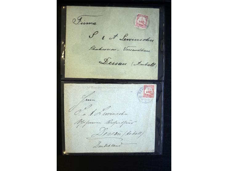 1894/1916, Partie mit 32 Briefen, Karten und Ganzsachen ab China Vorläufer-R-Brief bis Togo Ganzachen-Doppel-Karte P4, dabei 