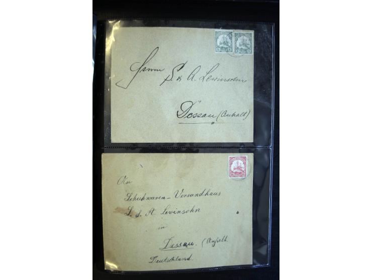 1894/1916, Partie mit 32 Briefen, Karten und Ganzsachen ab China Vorläufer-R-Brief bis Togo Ganzachen-Doppel-Karte P4, dabei 