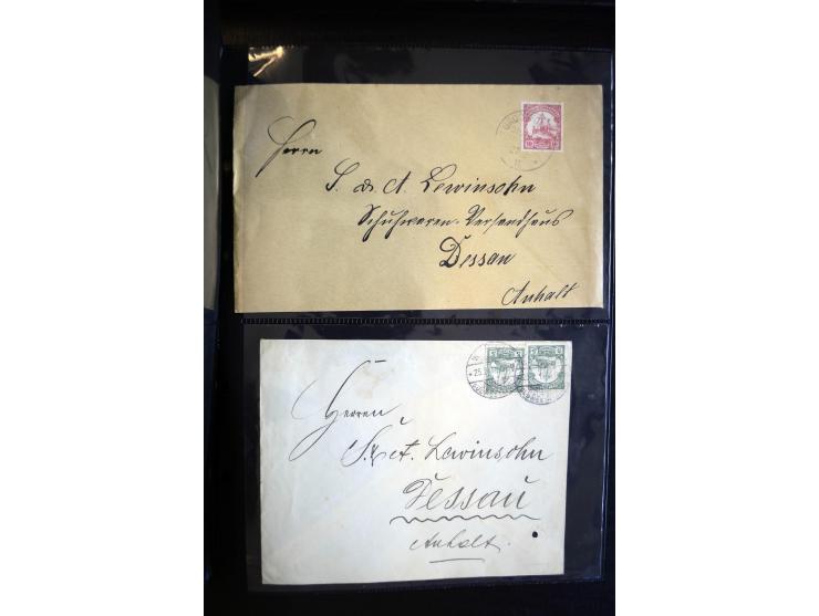 1894/1916, Partie mit 32 Briefen, Karten und Ganzsachen ab China Vorläufer-R-Brief bis Togo Ganzachen-Doppel-Karte P4, dabei 