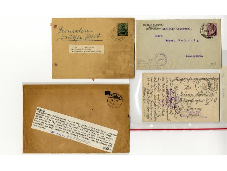 1898/1919, interessanter Posten mit ca. 70 Briefen, Karten und Ganzsachen inkl. viel KGF-Post (u.a. DSWA und viel Kiautschou)
