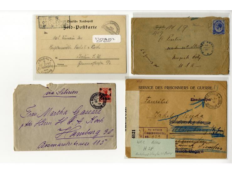 1898/1919, interessanter Posten mit ca. 70 Briefen, Karten und Ganzsachen inkl. viel KGF-Post (u.a. DSWA und viel Kiautschou)