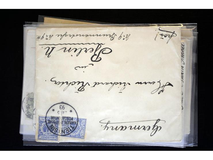 1893/1913, Partie mit 24 Briefen, Karten und Ganzsachen inkl. etwas Kiautschou, dabei Vorläufer-Brief von Tientsin mit zweima