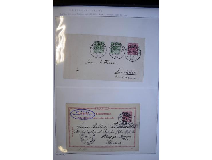 1897/1915, interessante Sammlung mit ca. 55 Briefen, Karten und Ganzsachen ab Vorläufer-Ausgaben, dabei R-Sendungen, Feldpost