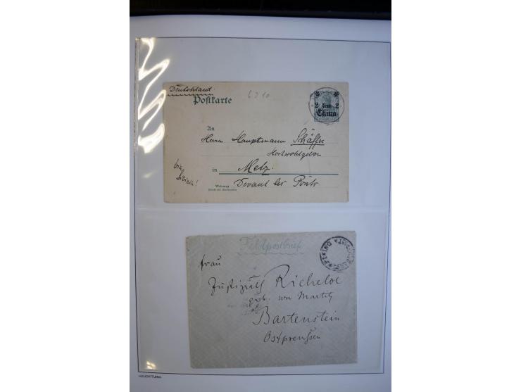 1897/1915, interessante Sammlung mit ca. 55 Briefen, Karten und Ganzsachen ab Vorläufer-Ausgaben, dabei R-Sendungen, Feldpost