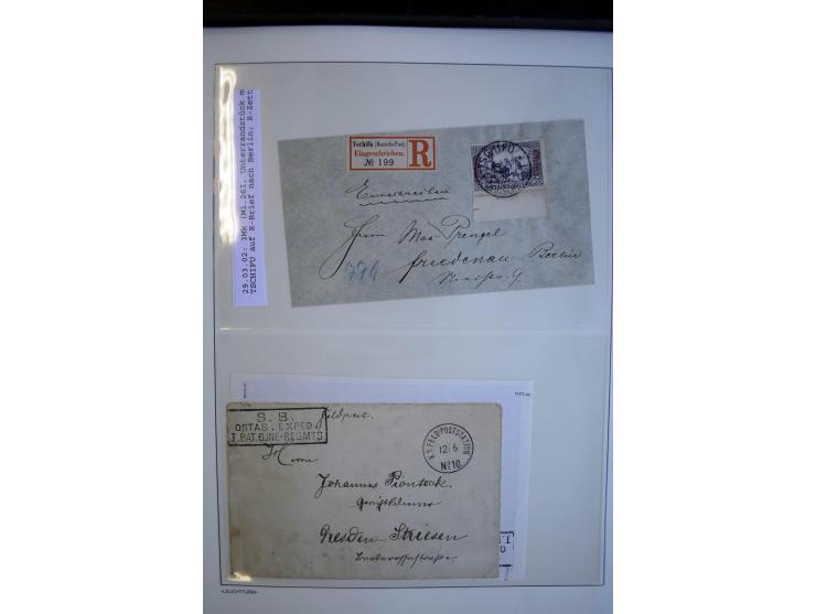 1897/1915, interessante Sammlung mit ca. 55 Briefen, Karten und Ganzsachen ab Vorläufer-Ausgaben, dabei R-Sendungen, Feldpost