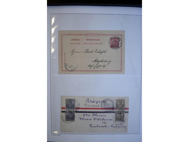 1897/1915, interessante Sammlung mit ca. 55 Briefen, Karten und Ganzsachen ab Vorläufer-Ausgaben, dabei R-Sendungen, Feldpost