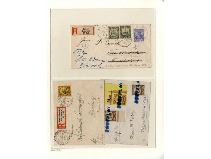 1889/1918, interessante Sammlung inkl. etwas Post aus der Besatzungszeit mit ca. 90 Briefen, Karten und Ganzsachen, Schwerpun