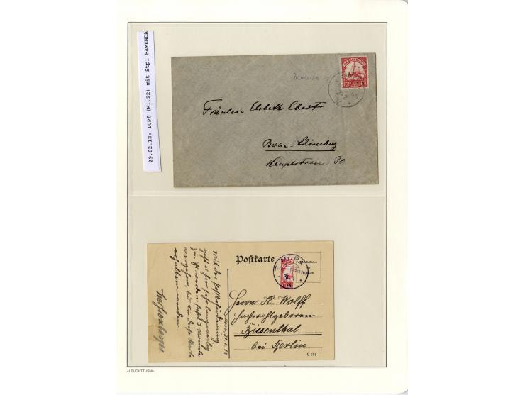 1889/1918, interessante Sammlung inkl. etwas Post aus der Besatzungszeit mit ca. 90 Briefen, Karten und Ganzsachen, Schwerpun