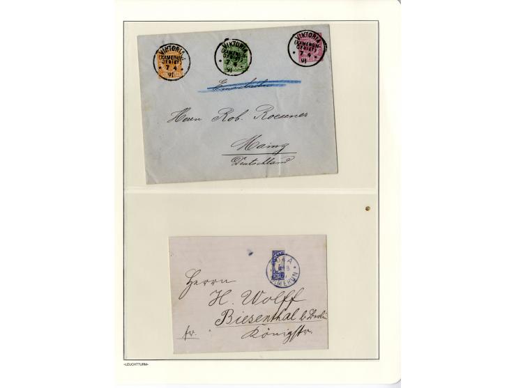 1889/1918, interessante Sammlung inkl. etwas Post aus der Besatzungszeit mit ca. 90 Briefen, Karten und Ganzsachen, Schwerpun