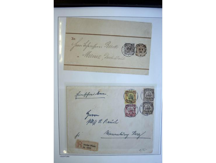 1889/1917, Sammlung mit über 30 Briefen, Karten und Ganzsachen, dabei Vorläufer-Ausgaben auf Bedarfspost, R-Briefe, unfrankie