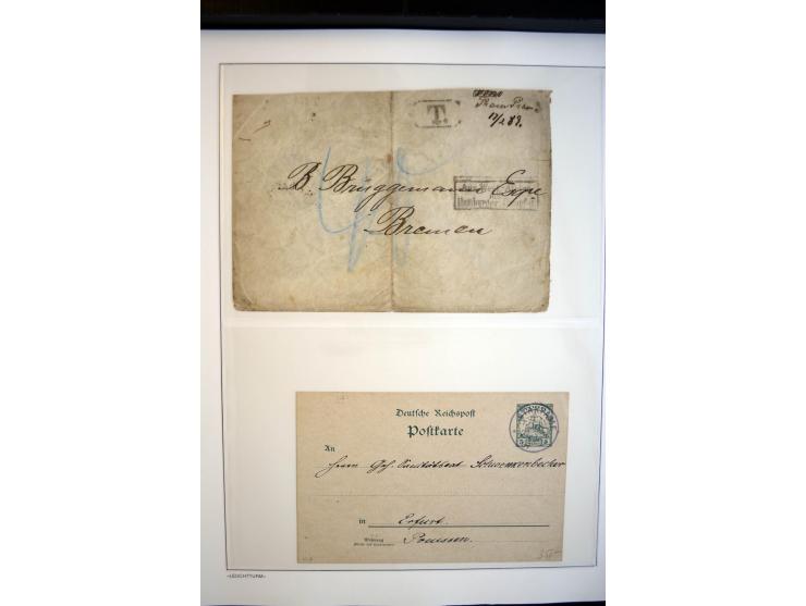 1889/1917, Sammlung mit über 30 Briefen, Karten und Ganzsachen, dabei Vorläufer-Ausgaben auf Bedarfspost, R-Briefe, unfrankie