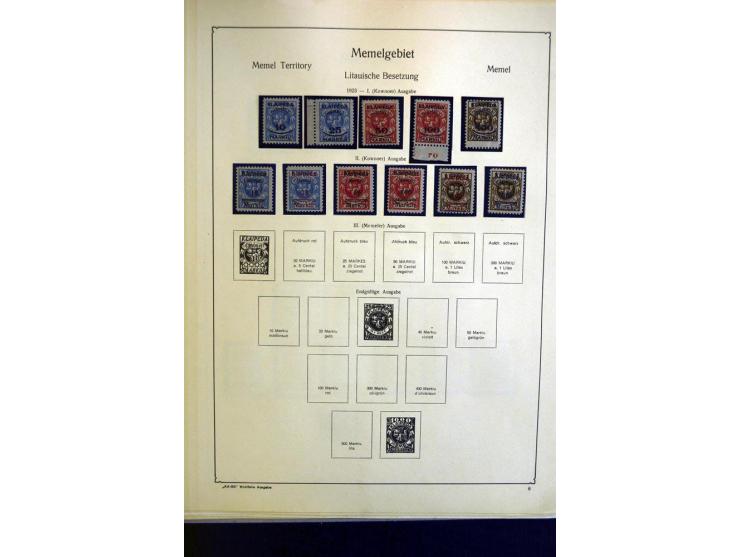 1914/23, ungebrauchte/postfrische und gestempelte Sammlung, dabei ein guter Teil Memel mit u.a. 237-37 ungebraucht, meist gut