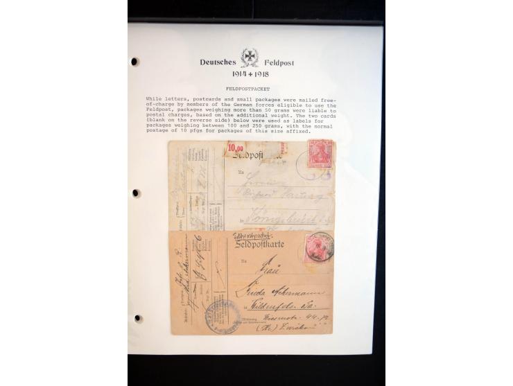 1914/20, kleine Sammlung mit mehr als 250 Briefen, Karten und Briefbundzettel auf Albenblättern mit Beschriftung, dabei viele