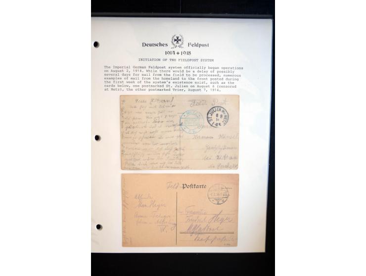 1914/20, kleine Sammlung mit mehr als 250 Briefen, Karten und Briefbundzettel auf Albenblättern mit Beschriftung, dabei viele