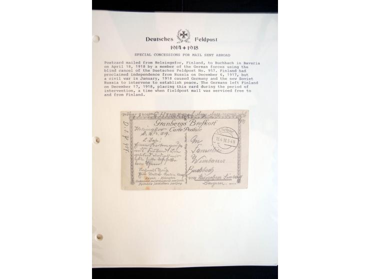 1914/20, kleine Sammlung mit mehr als 250 Briefen, Karten und Briefbundzettel auf Albenblättern mit Beschriftung, dabei viele