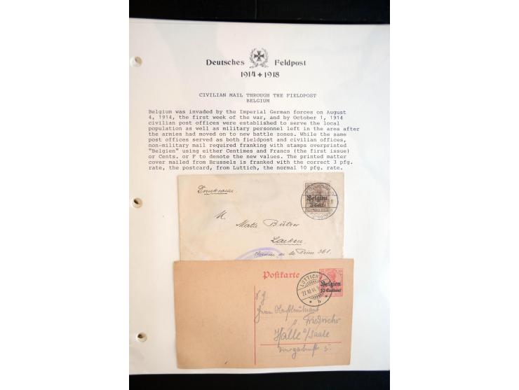 1914/20, kleine Sammlung mit mehr als 250 Briefen, Karten und Briefbundzettel auf Albenblättern mit Beschriftung, dabei viele