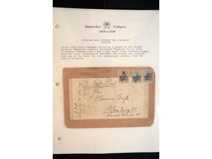 1914/20, kleine Sammlung mit mehr als 250 Briefen, Karten und Briefbundzettel auf Albenblättern mit Beschriftung, dabei viele