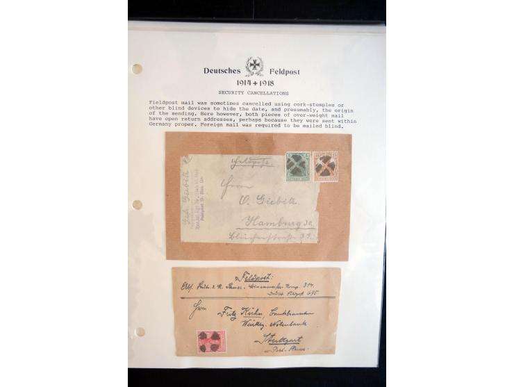 1914/20, kleine Sammlung mit mehr als 250 Briefen, Karten und Briefbundzettel auf Albenblättern mit Beschriftung, dabei viele