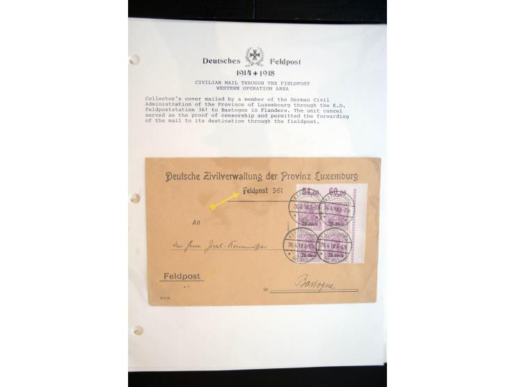 1914/20, kleine Sammlung mit mehr als 250 Briefen, Karten und Briefbundzettel auf Albenblättern mit Beschriftung, dabei viele