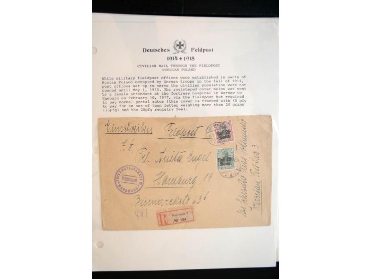 1914/20, kleine Sammlung mit mehr als 250 Briefen, Karten und Briefbundzettel auf Albenblättern mit Beschriftung, dabei viele
