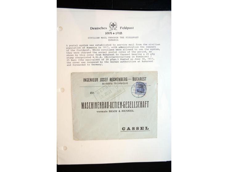 1914/20, kleine Sammlung mit mehr als 250 Briefen, Karten und Briefbundzettel auf Albenblättern mit Beschriftung, dabei viele