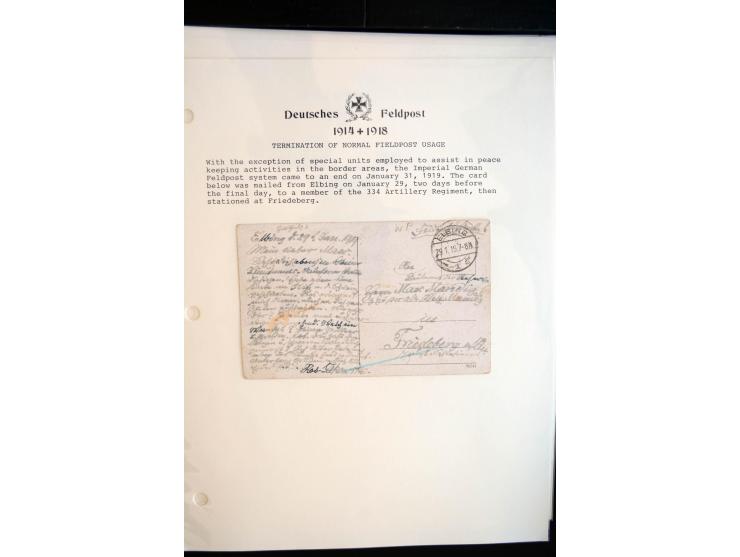 1914/20, kleine Sammlung mit mehr als 250 Briefen, Karten und Briefbundzettel auf Albenblättern mit Beschriftung, dabei viele