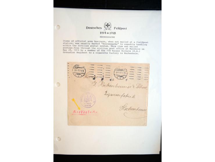 1914/20, kleine Sammlung mit mehr als 250 Briefen, Karten und Briefbundzettel auf Albenblättern mit Beschriftung, dabei viele
