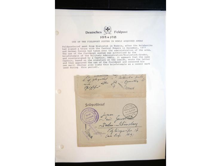 1914/20, kleine Sammlung mit mehr als 250 Briefen, Karten und Briefbundzettel auf Albenblättern mit Beschriftung, dabei viele