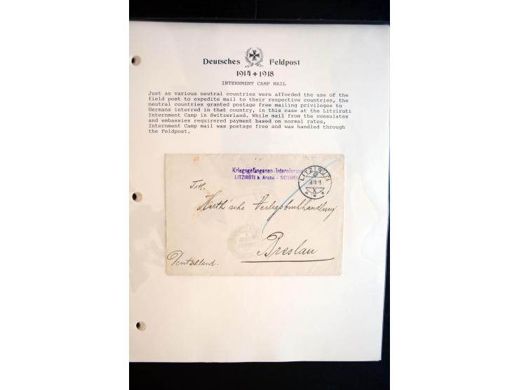 1914/20, kleine Sammlung mit mehr als 250 Briefen, Karten und Briefbundzettel auf Albenblättern mit Beschriftung, dabei viele