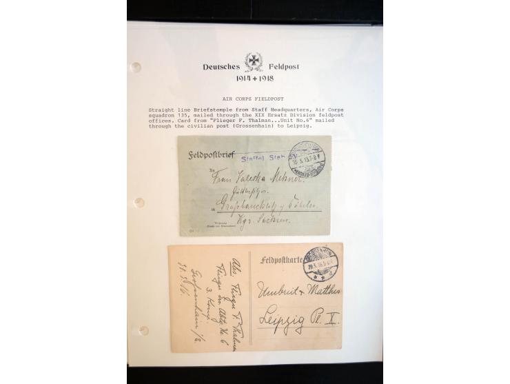 1914/20, kleine Sammlung mit mehr als 250 Briefen, Karten und Briefbundzettel auf Albenblättern mit Beschriftung, dabei viele