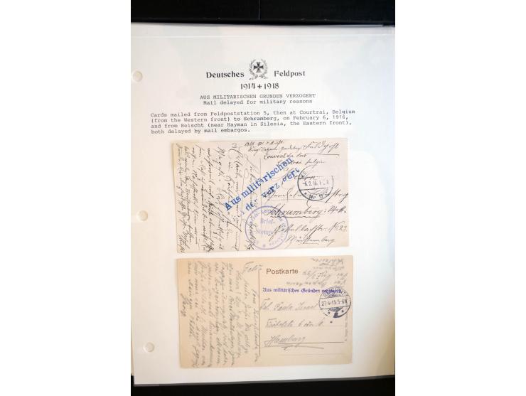 1914/20, kleine Sammlung mit mehr als 250 Briefen, Karten und Briefbundzettel auf Albenblättern mit Beschriftung, dabei viele