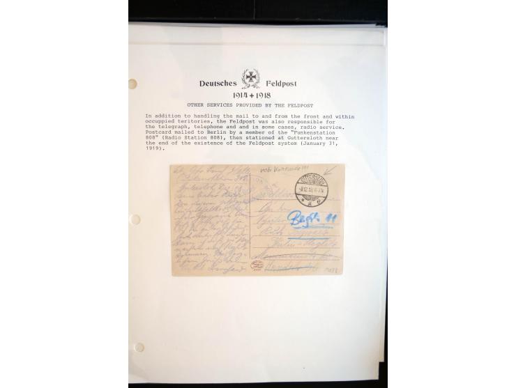 1914/20, kleine Sammlung mit mehr als 250 Briefen, Karten und Briefbundzettel auf Albenblättern mit Beschriftung, dabei viele