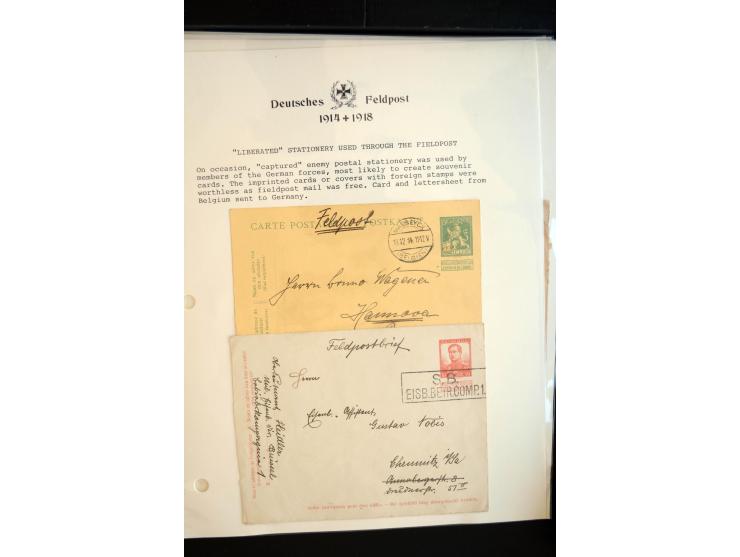 1914/20, kleine Sammlung mit mehr als 250 Briefen, Karten und Briefbundzettel auf Albenblättern mit Beschriftung, dabei viele