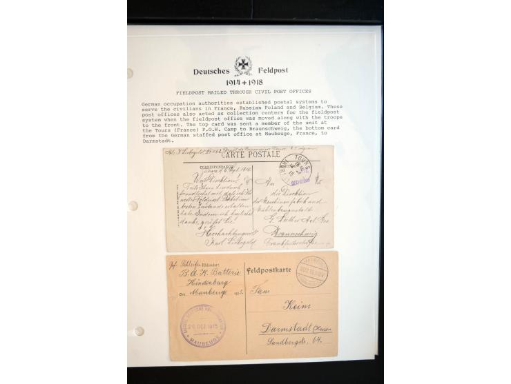 1914/20, kleine Sammlung mit mehr als 250 Briefen, Karten und Briefbundzettel auf Albenblättern mit Beschriftung, dabei viele
