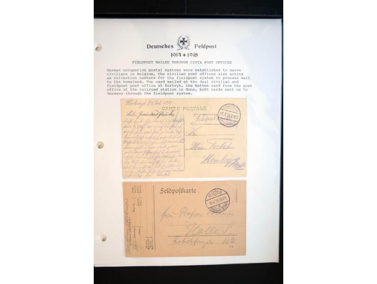 1914/20, kleine Sammlung mit mehr als 250 Briefen, Karten und Briefbundzettel auf Albenblättern mit Beschriftung, dabei viele