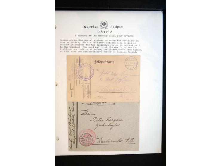 1914/20, kleine Sammlung mit mehr als 250 Briefen, Karten und Briefbundzettel auf Albenblättern mit Beschriftung, dabei viele