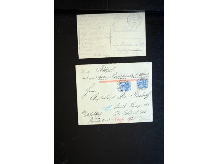 1914/1918, interessanter Posten mit ca. 200 Briefen und Karten mit fast nur besseren Feldpost- und Briefstempeln (u.a. Festun
