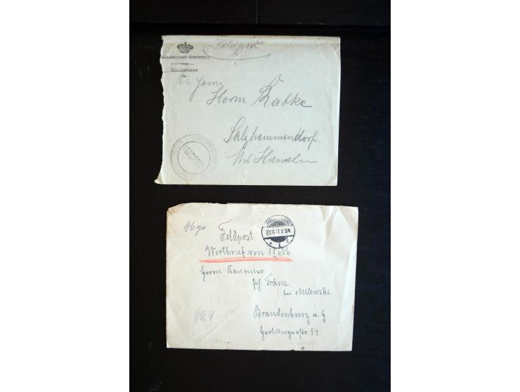 1914/1918, interessanter Posten mit ca. 200 Briefen und Karten mit fast nur besseren Feldpost- und Briefstempeln (u.a. Festun